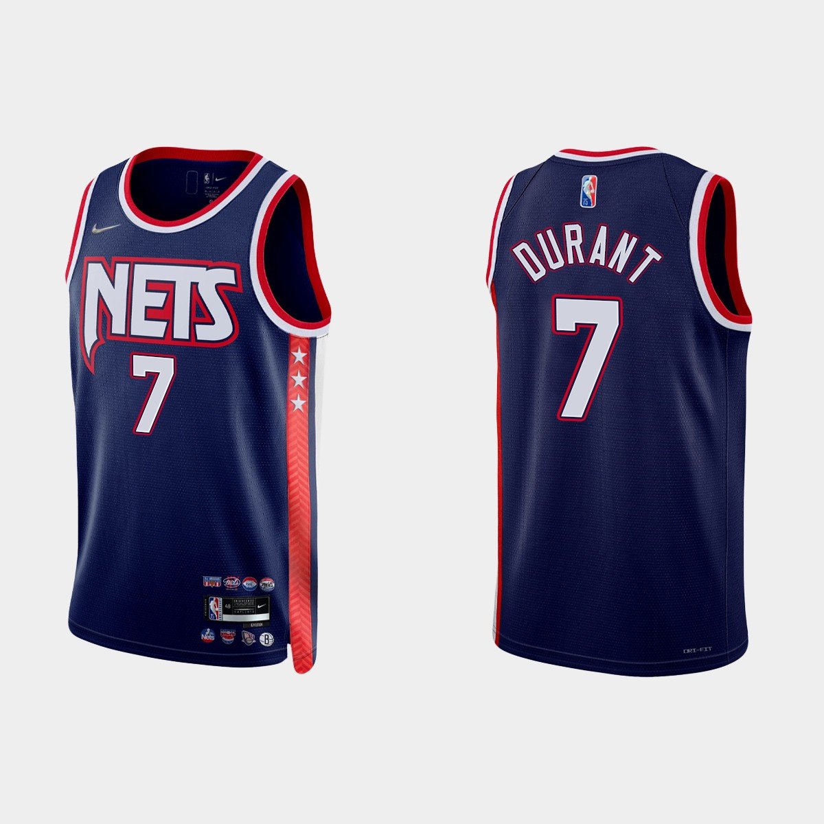Men & Youth #7 Kevin Durant Brooklyn Nets 75th Anniversary City Edition Navy Blue Jersey