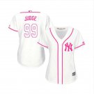 Women's #99 Aaron Judge New York Yankees Mother's Day Cool Base White & Pink Jersey