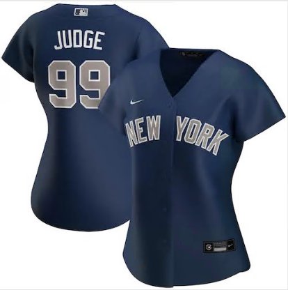Women's #99 Aaron Judge New York Yankees Alternate Navy Blue Alternate Jersey