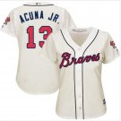 Women's #13 Ronald Acuna Jr. Atlanta Braves Cool Base Cream Alterante Jersey