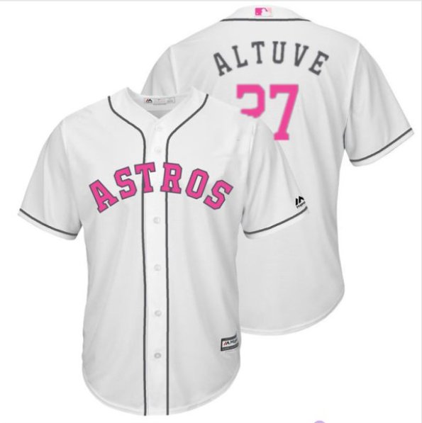 Women's 27 Jose Altuve Houston Astros Mother's Day Cool Base White Jersey