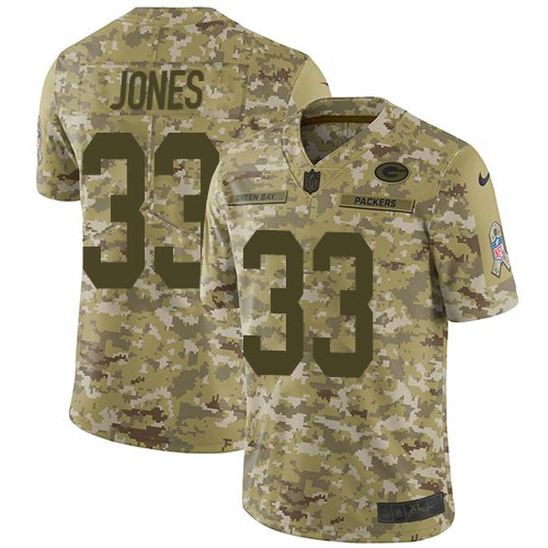 Men & Youth Kids #33 Aaron Jones Green Bay Packers Salute to Service Limited Camo Jersey