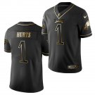 Men's #1 Jalen Hurts Philadelphia Eagles Vapor Limited Black Golden Edition Jersey