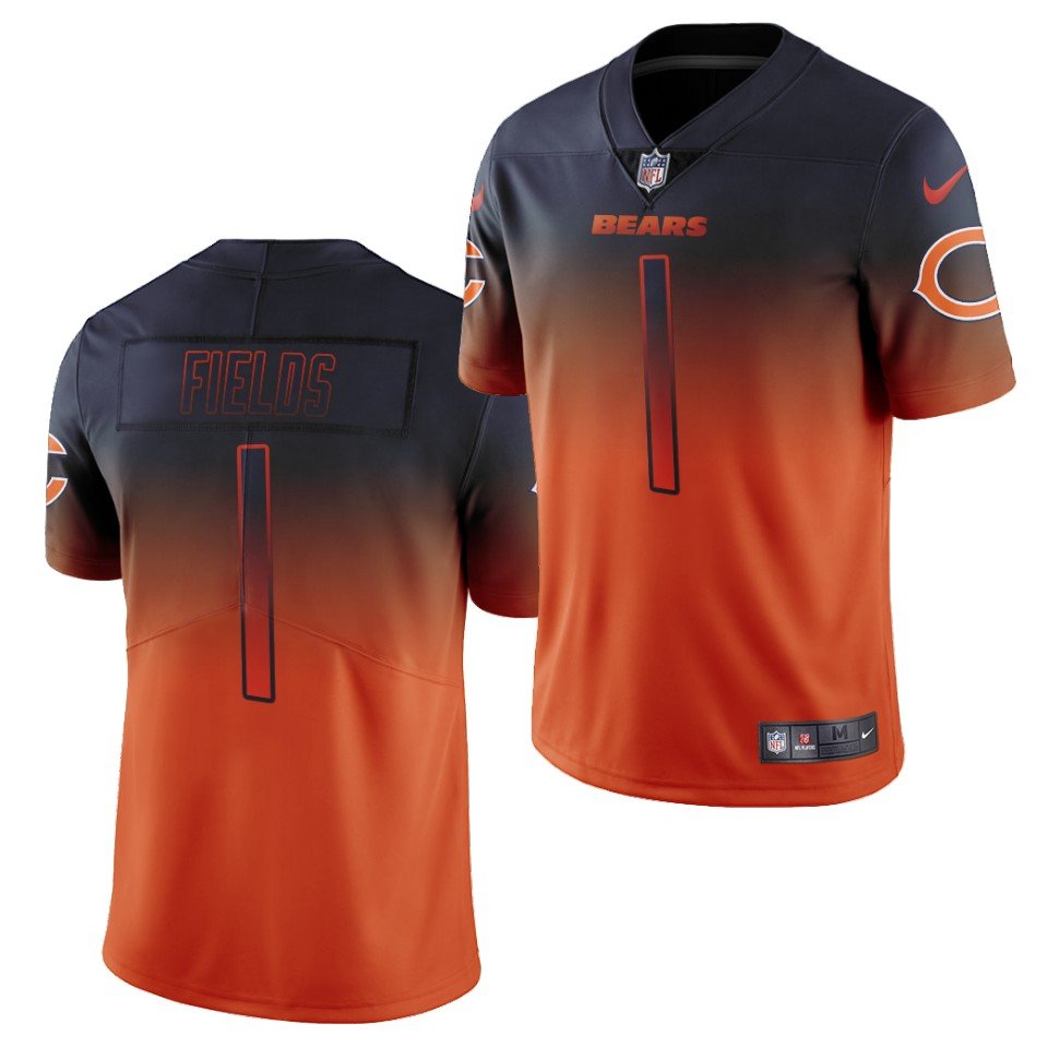 Men's #1 Justin Fields Chicago Bears City Edition Vapor Limited Orange  Jersey