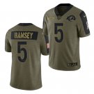 Men & Youth #5 Jalen Ramsey Los Angeles Rams 2021 Salute to Service Limited Olive Green Jersey