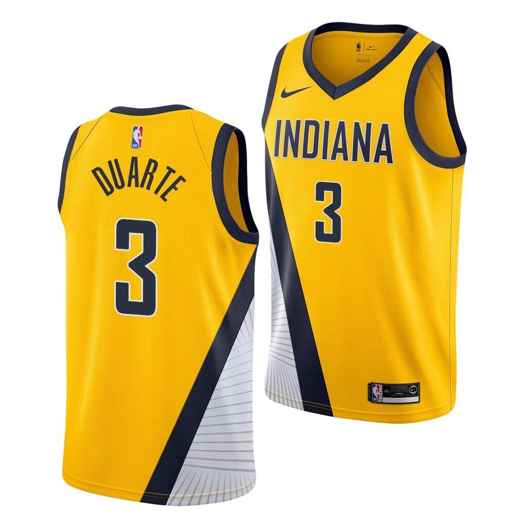 Men & Youth #3 Chris Duarte Indiana Pacers Statement Edition Yellow Jersey
