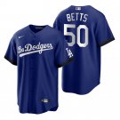 Men & Youth Kids #50 Mookie Betts Los Angeles Dodgers 2021 City Connect Cool Base Blue Jersey