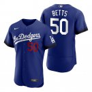 Men & Youth Kids #50 Mookie Betts Los Angeles Dodgers 2021 City Connect Flex Base Blue Jersey