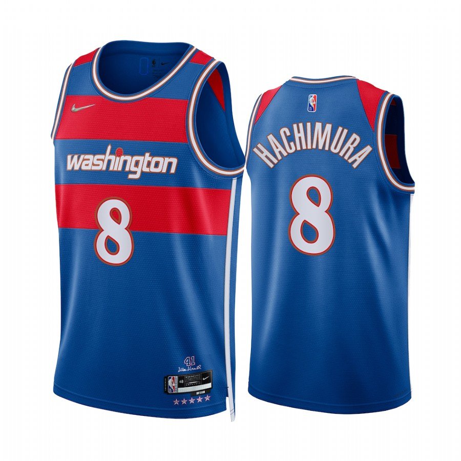 Men & Youth Kids #8 Rui Hachimura Washington Wizards 2021 75th Anniversary City Blue Jersey