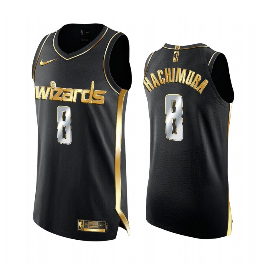 Men & Youth Kids #8 Rui Hachimura Washington Wizards Black Golden Edition Jersey