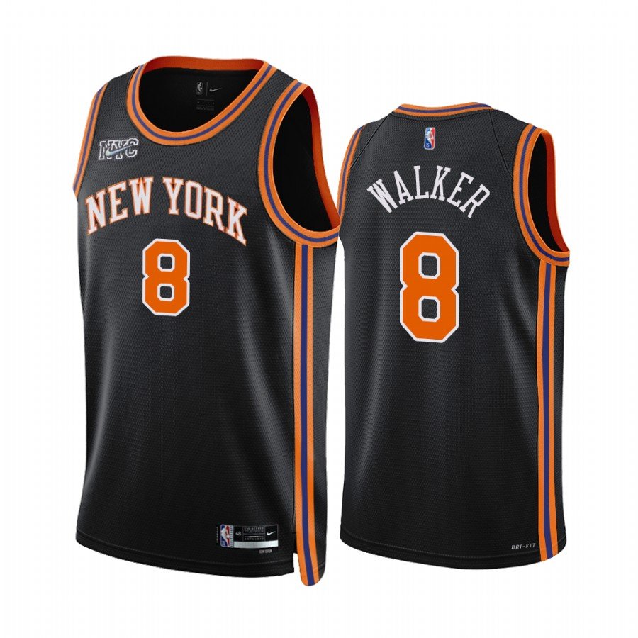 Men & Youth Kids #8 Kemba Walker New York Knicks 75th Anniversary City Edition Black Jersey