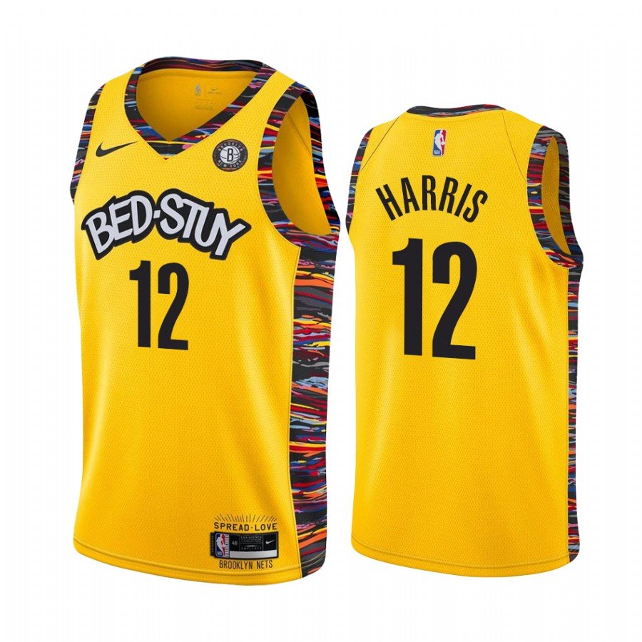 Men & Youth Kids #12 Joe Harris Brooklyn Nets City Edition Yellow Jersey
