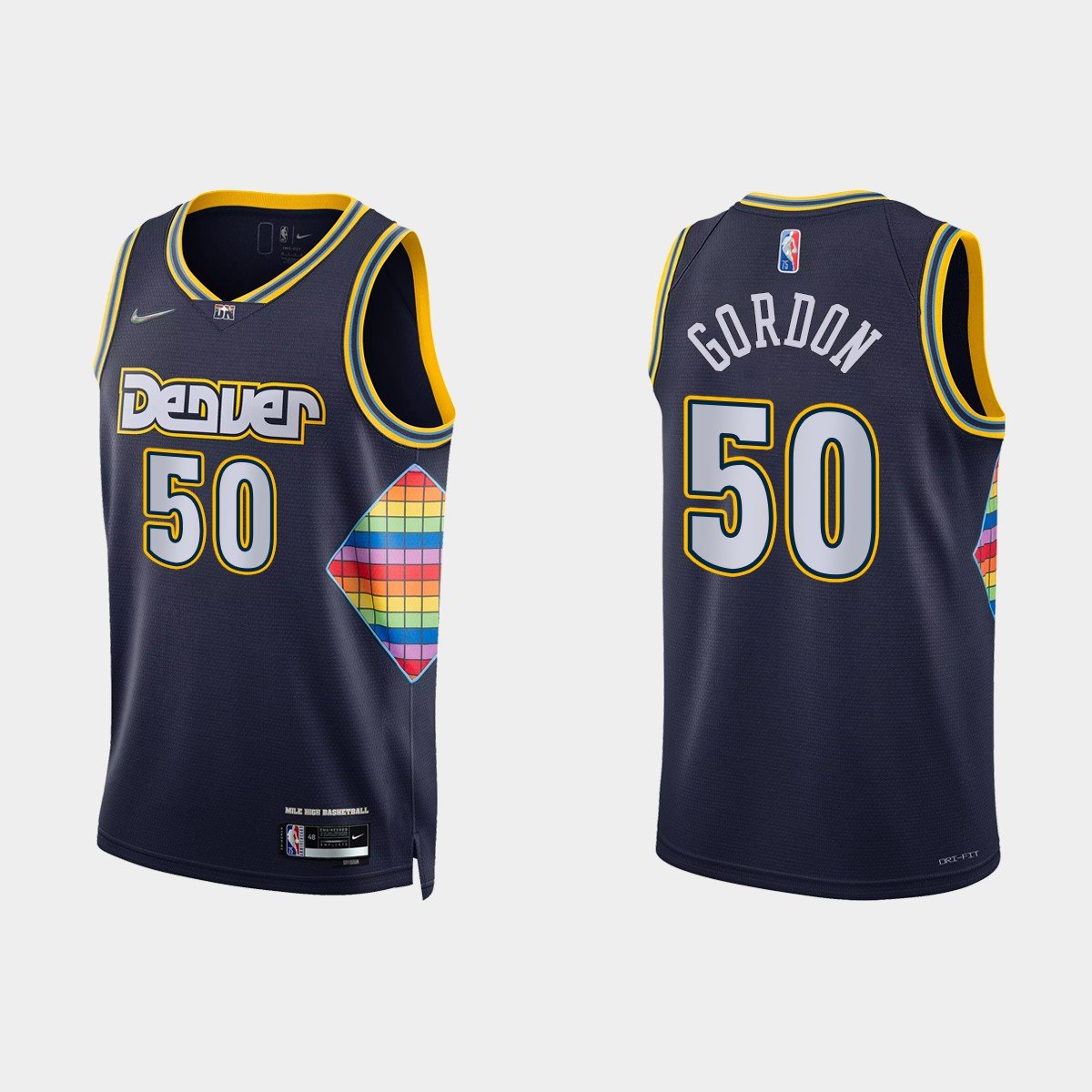 Men & Youth Kids #50 Aaron Gordon Denver Nuggets 75th Anniversary City Edition Navy Blue Jersey