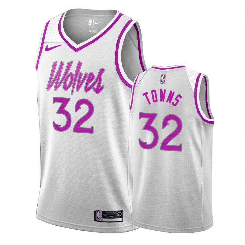Men & Youth Kids #32 Karl-Anthony Towns Minnesota Timberwolves Earned Edition White Jersey