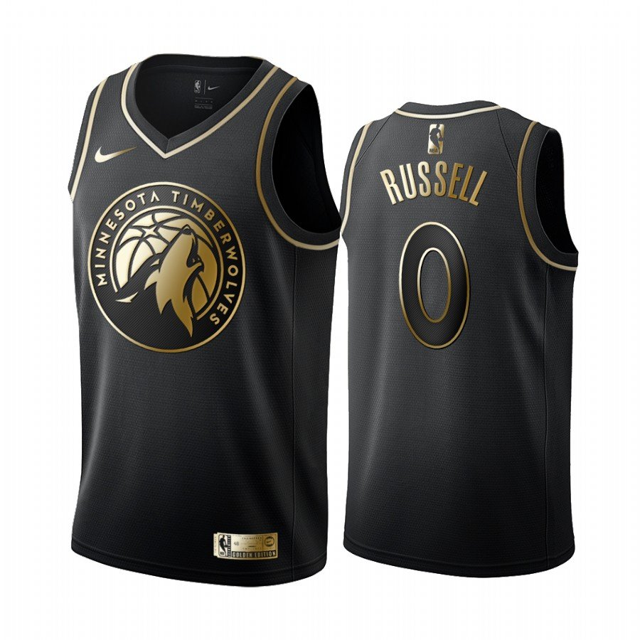 Men & Youth Kids D'angelo Russell Minnesota Timberwolves Black Golden Edition Jersey