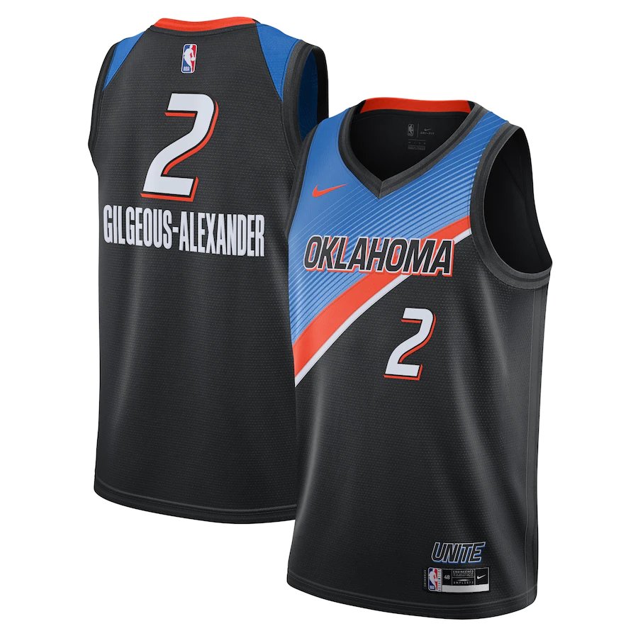 Men & Youth Kids #2 Shai Gilgeous-Alexander Oklahoma City Thunder City Edition Black Jersey