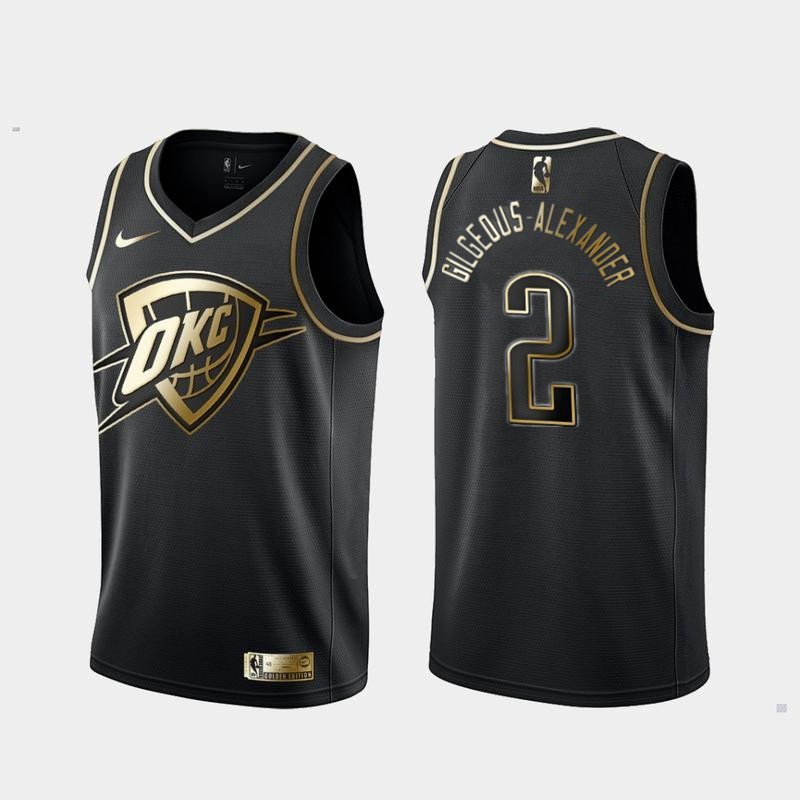 Men & Youth Kids #2 Shai Gilgeous-Alexander Oklahoma City Thunder Black Golden Edition Jersey