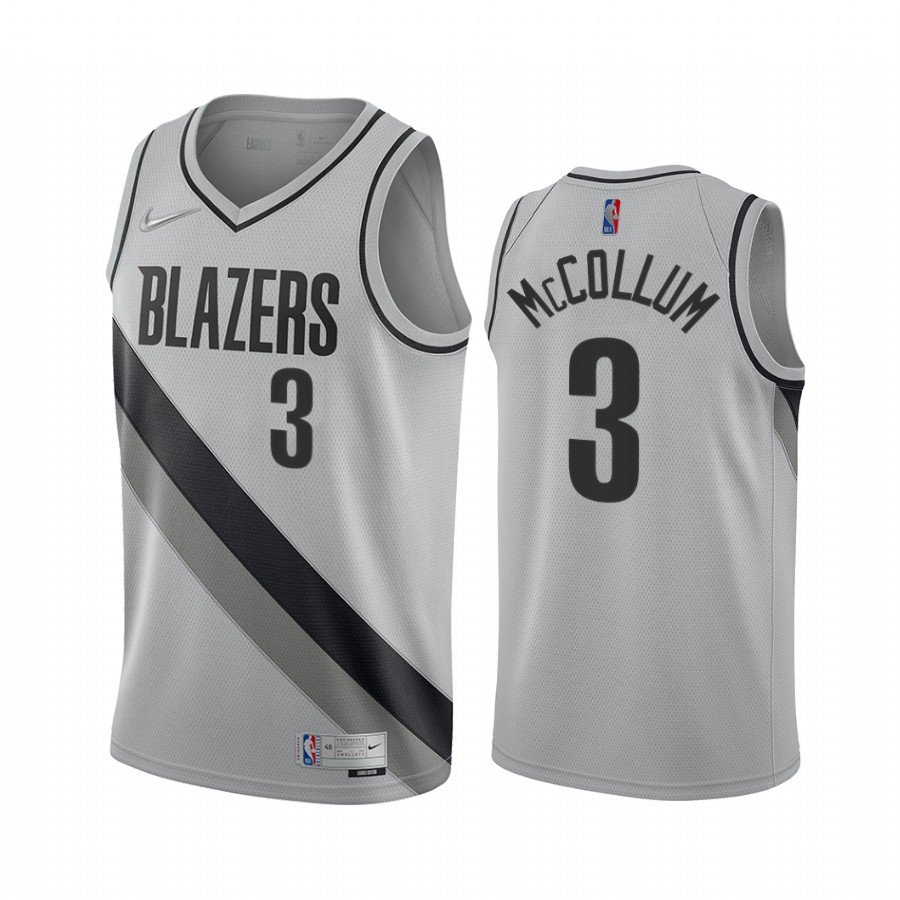 Men & Youth Kids #3 C.J. McCollum Portland Trail Blazers Earned Edition Gray Jersey