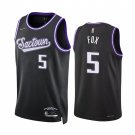 Men & Youth Kids #5 De'Aaron Fox Sacramento Kings 75th Anniversary City Edition Black Jersey