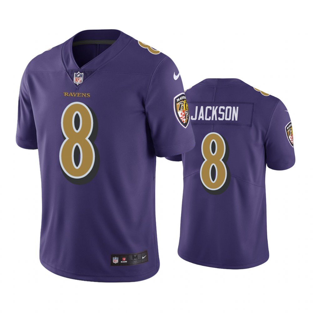 Men & Youth #8 Lamar Jackson Baltimore Ravens Color Rush Limited Purple Jersey