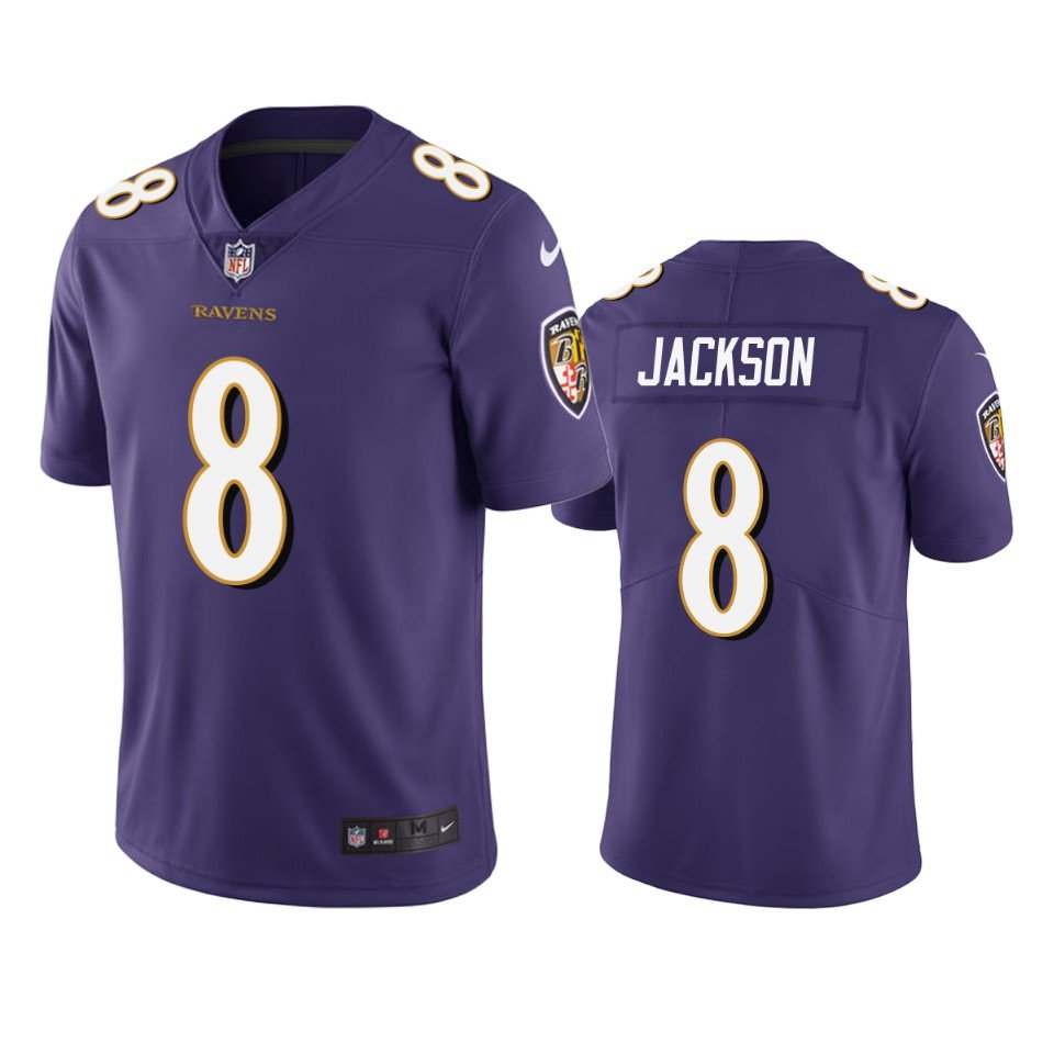Men & Youth #8 Lamar Jackson Baltimore Ravens Color Rush Limited Purple Jersey
