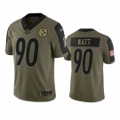 Men & Youth #90 T.J. Watt Pittsburgh Steelers 2021 Salute to Service Limited Olive Green Jersey