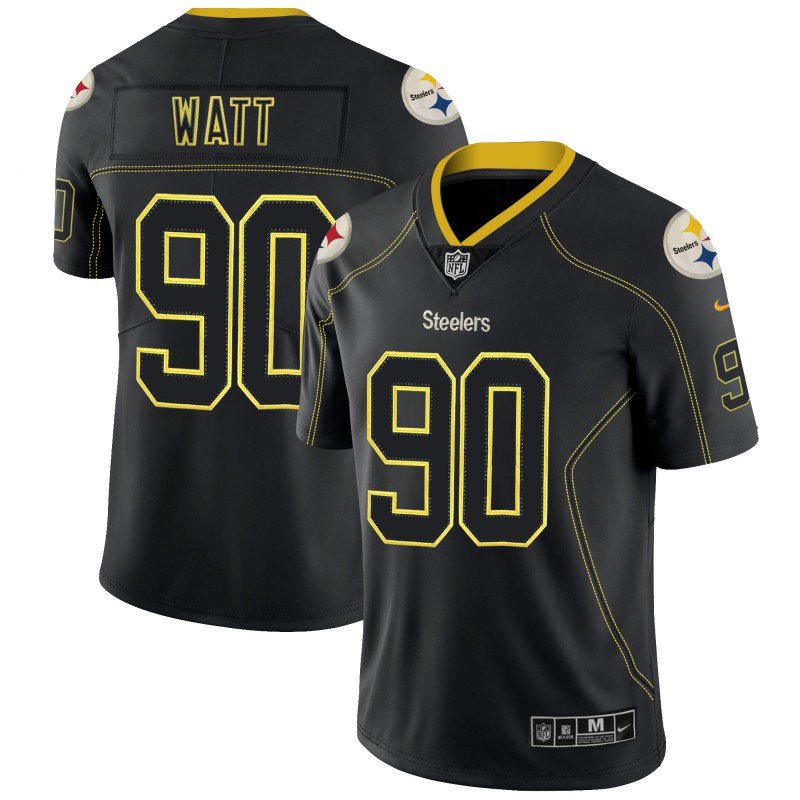Men's #90 T.J. Watt Pittsburgh Steelers Lights Out Edition Black Jersey