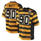 Men's #90 T.J. Watt Steelers Bumblebee 80th Anniversary Color Rush Limited Yellow Stripe Jersey