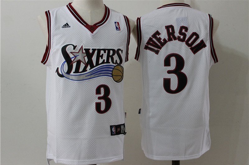 Men & Youth Kids #3 Allen Iverson Philadelphia 76ers Hardwood Classic Edition White Jersey