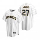 Men & Youth Kids #27 Willy Adames Milwaukee Brewers White Pinstripe Jersey