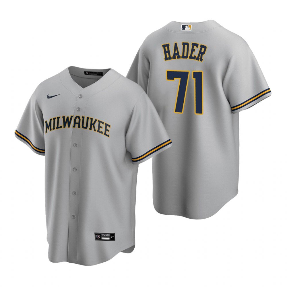 Men & Youth Kids #71 Josh Hader Milwaukee Brewers Gray Road Jersey