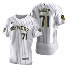 Men & Youth Kids #71 Josh Hader Milwaukee Brewers White Pinstripe Home Flex Base Jersey