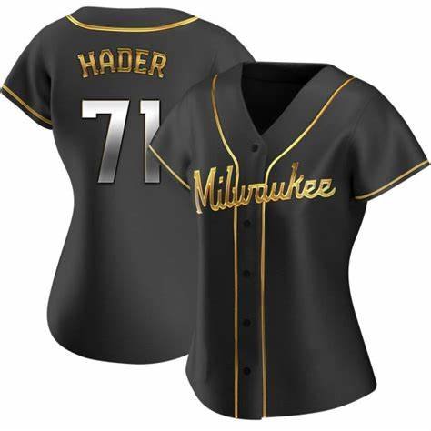 Women's #71 Josh Hader Milwaukee Brewers Black Golden Jersey