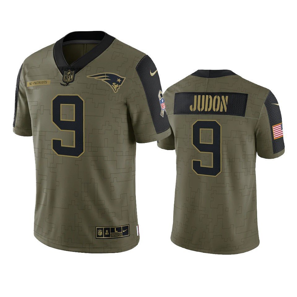 Men & Youth #9 Matthew Judon New England Patriots 2021 Salute to Service Limited Olive Jersey