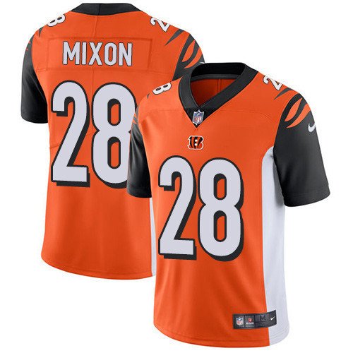 Men & Youth Kids #28 Joe Mixon Cincinnati Bengals Color Rush Vapor Limited Orange Jersey