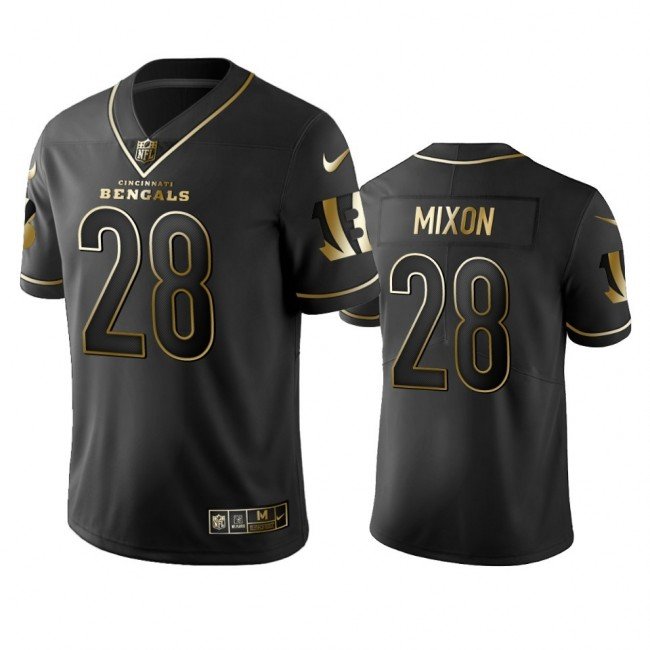 Men & Youth Kids #28 Joe Mixon Cincinnati Bengals Color Rush Vapor Limited Black Golden Jersey
