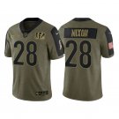 Men & Youth Kids #28 Joe Mixon Cincinnati Bengals Salute to Service Vapor Limited Olive Jersey