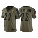 Men & Youth #22 Najee Harris Pittsburgh Steelers 2021 Salute to Service Limited Olive Jersey