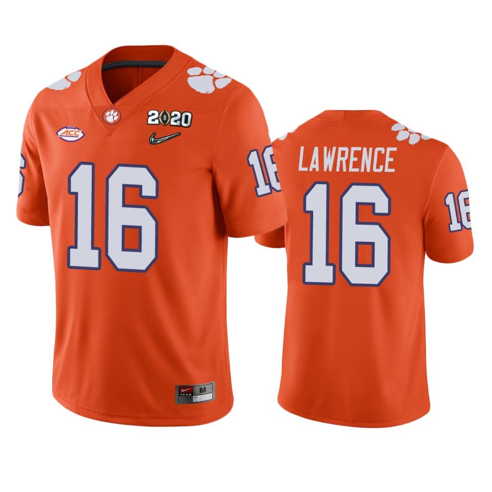 Men & Youth #16 Trevor Lawrence Clemson Tigers 2020 National Championship Orange Jersey