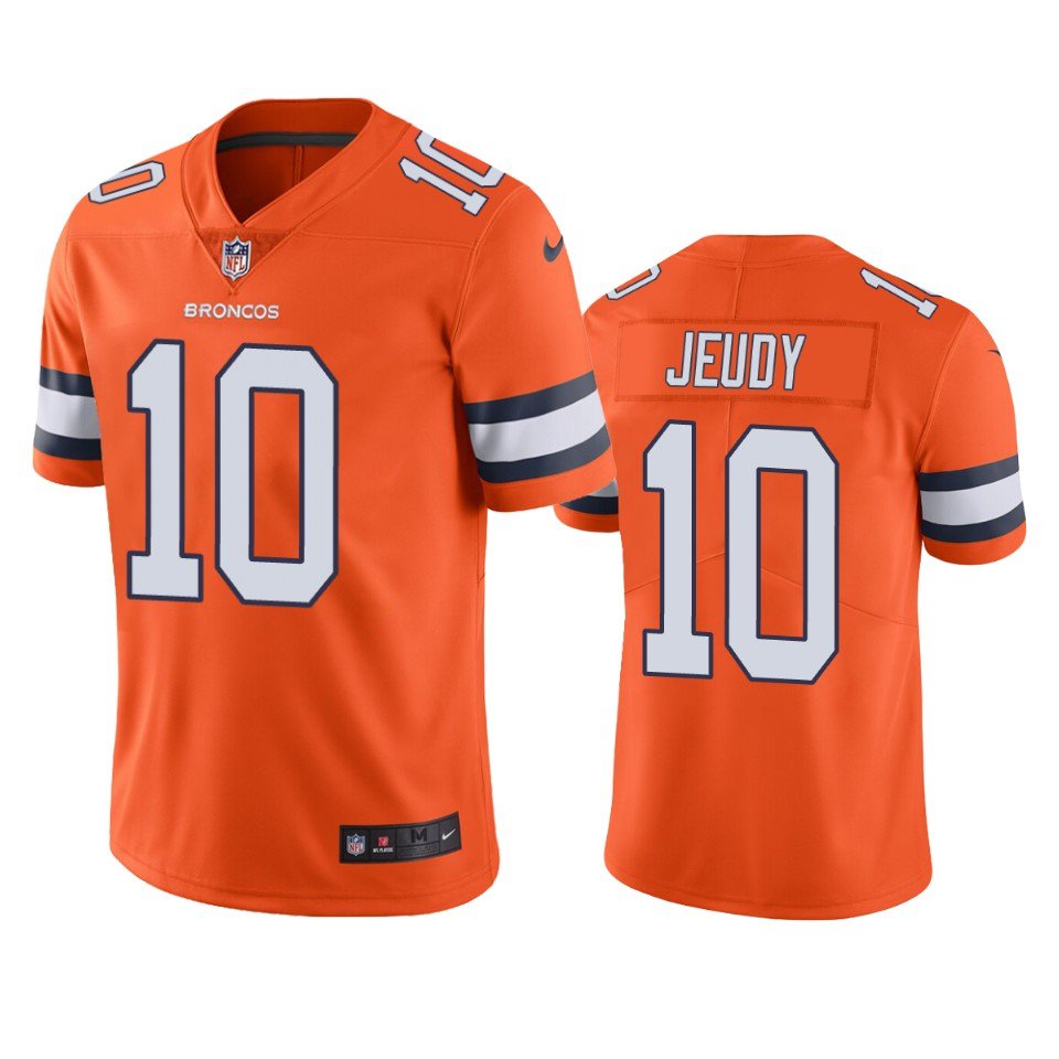 Men & Youth Kids #10 Jerry Jeudy Denver Broncos Color Rush Limited Orange Jersey
