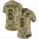 Women's #6 Baker Mayfield Cleveland Browns Salute to Service Color Rush Vapor Limited Camo Jersey