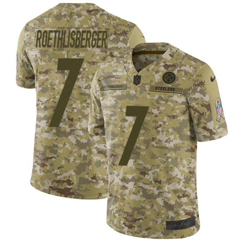 Men & Youth #7 Ben Roethlisberger Pittsburgh Steelers Salute to Service Limited Camo Jersey