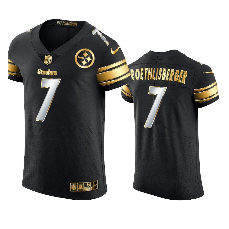 Men & Youth #7 Ben Roethlisberger Pittsburgh 2021 Black Golden Edition Elite Jersey
