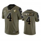 Men & Youth Kids #4 Dak Prescott Dallas Cowboys Salute to Service Golden Olive Jersey