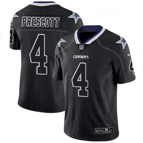 Men's #4 Dak Prescott Dallas Cowboys Lights Out Color Rush Limited Black Jersey