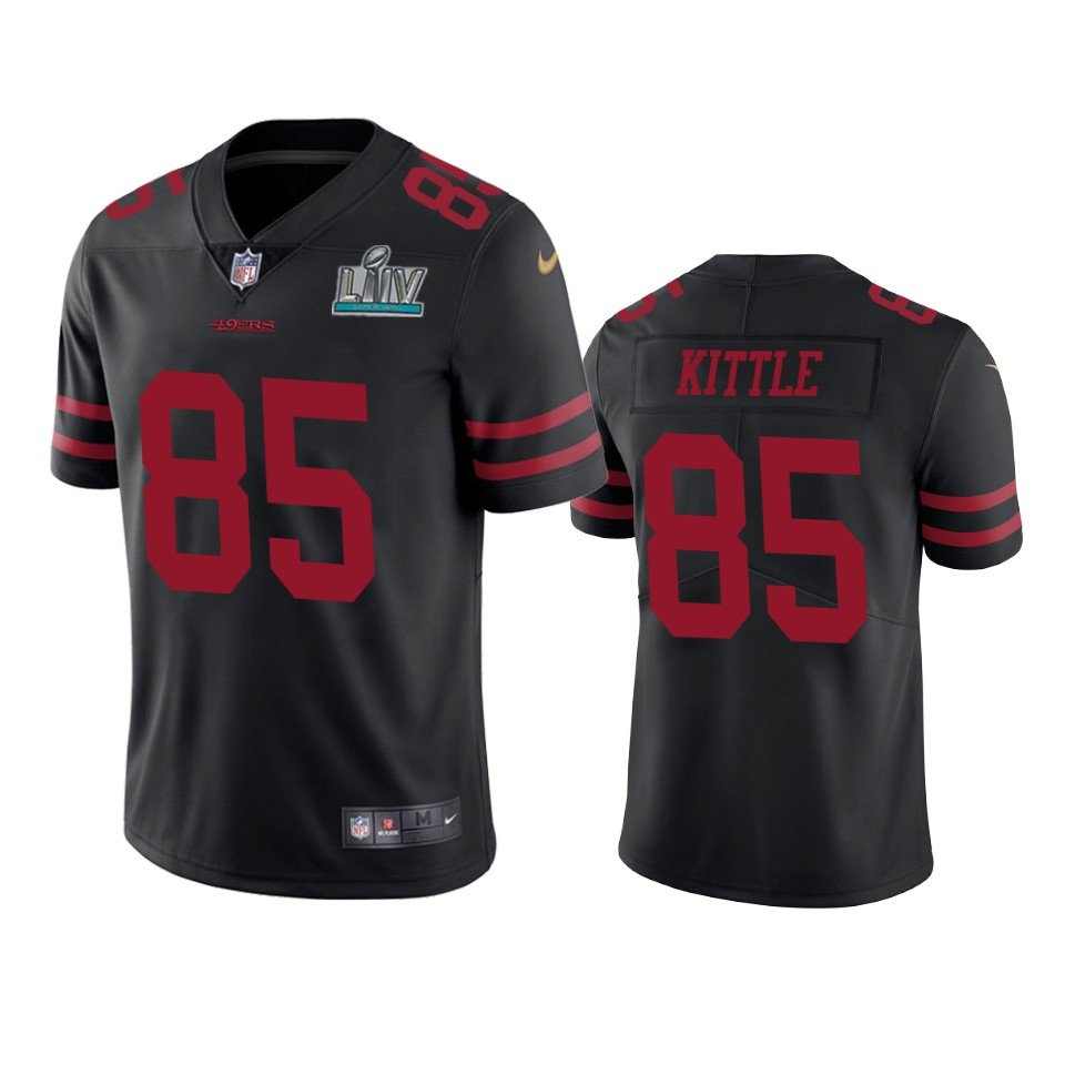 Men & Youth Kids #85 George Kittle San Francisco 49ers Super Bowl LIV Vapor Limited Black Jersey
