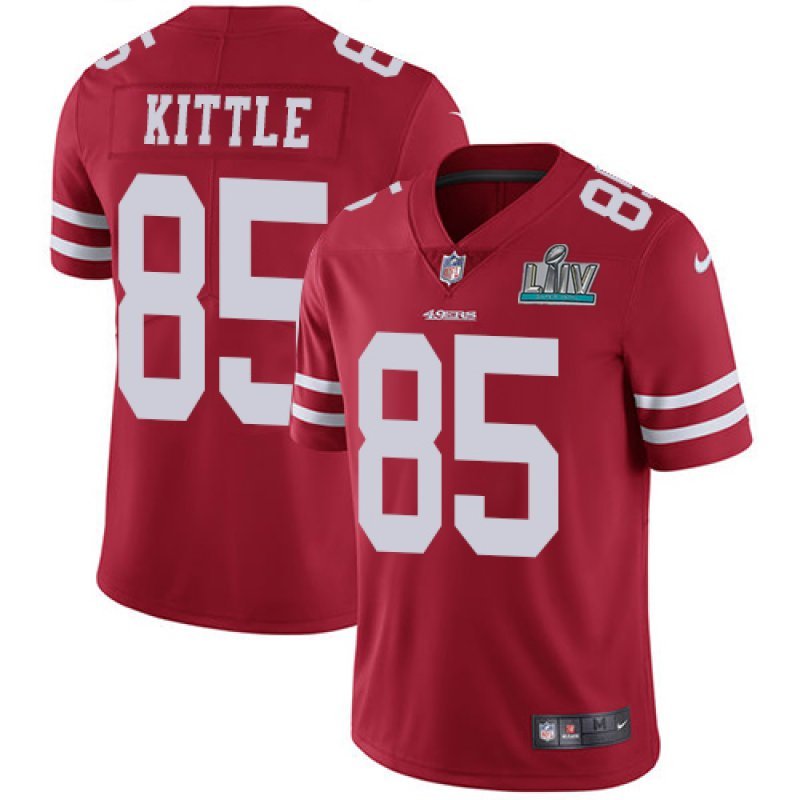 Men & Youth Kids #85 George Kittle San Francisco 49ers Super Bowl LIV Vapor Limited Red Jersey