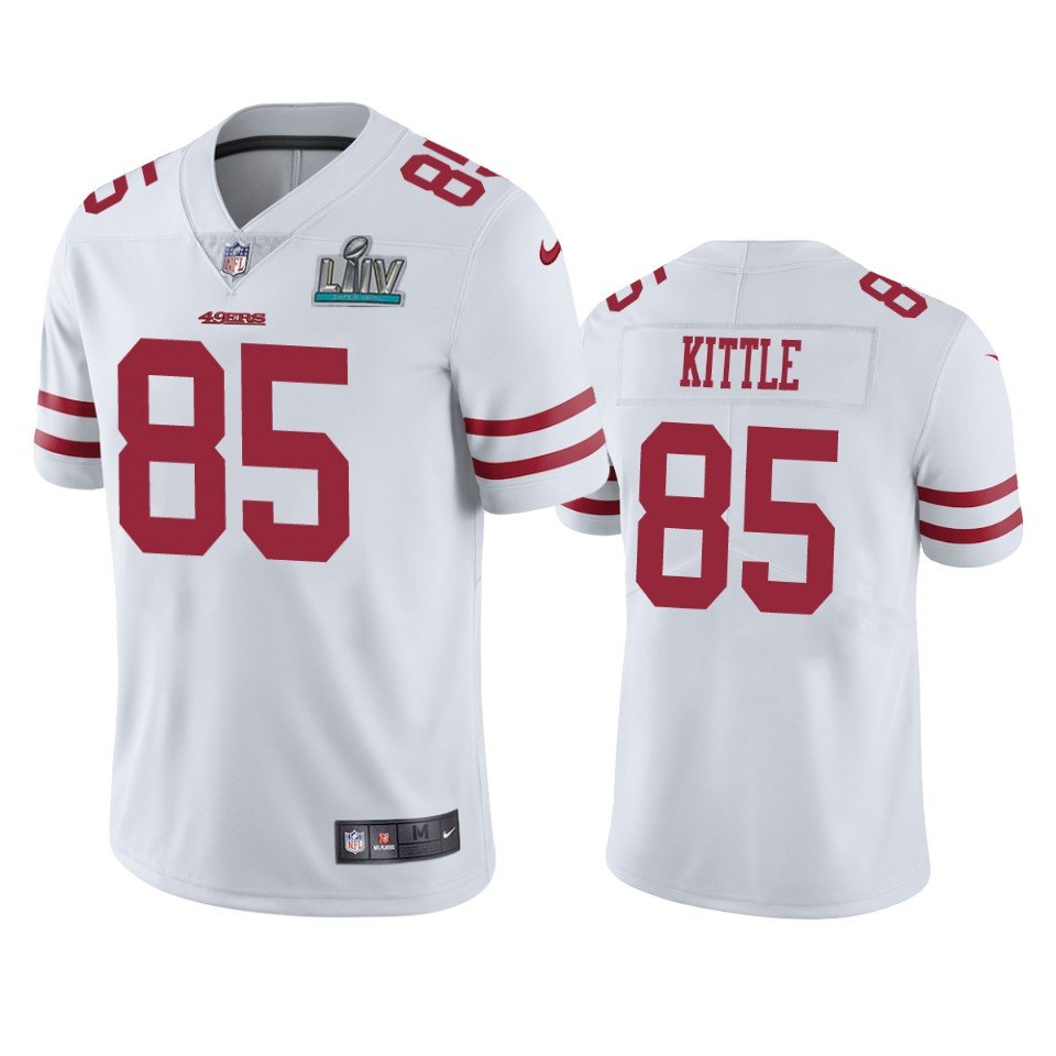 Men & Youth Kids #85 George Kittle San Francisco 49ers Super Bowl LIV Vapor Limited White Jersey