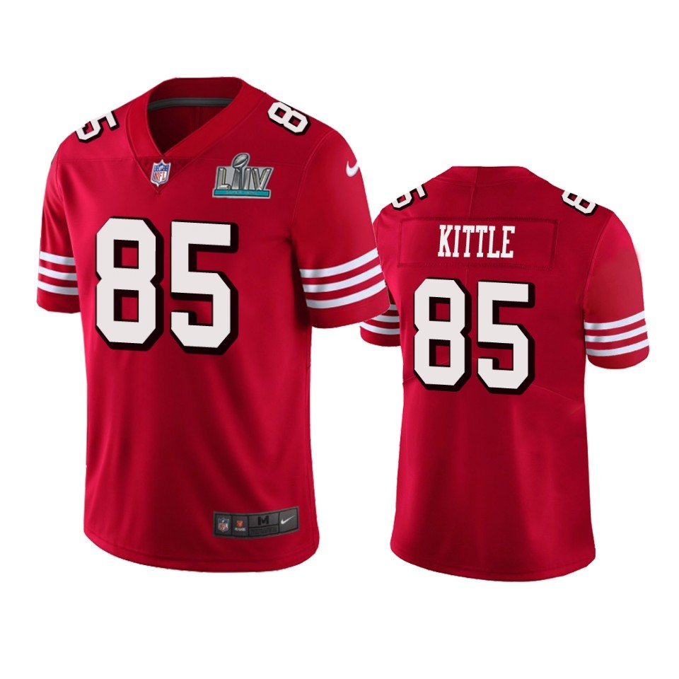 Men & Youth Kids #85 George Kittle San Francisco 49ers Super Bowl LIV Vapor Limited Red Jersey