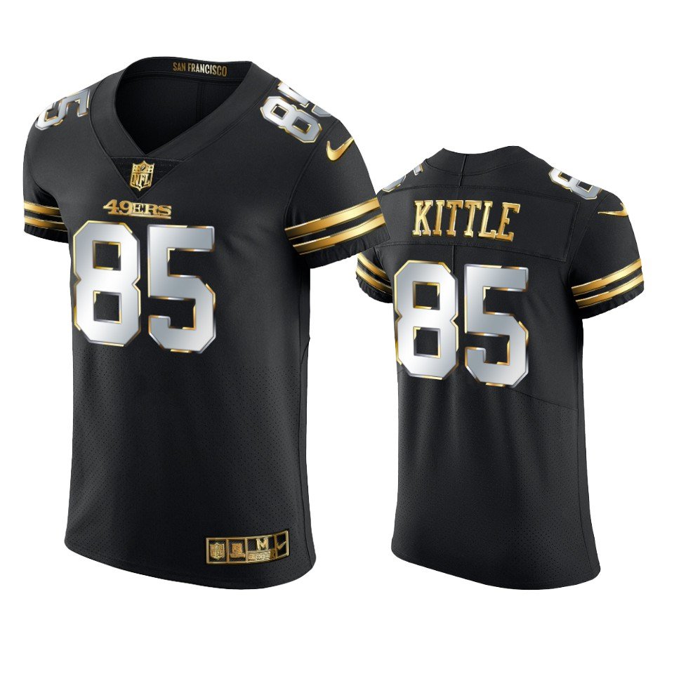 Men & Youth Kids #85 George Kittle San Francisco 49ers Vapor Limited Black Golden Jersey